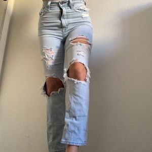 light wash ripped abercrombie straight leg jeans